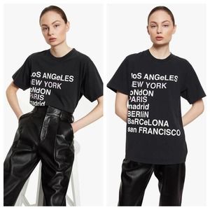 anine bing - lili tee city love graphic top short-sleeve oversized washed black